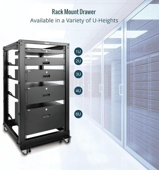 Alt view image 6 of 7 - 2U Rack Drawer,Rack Mount Drawer for 19in Network Equipment/Server/AV Rack or Cabinet Enclosure,Sliding and Lockable Server Rack Drawer - Load-Bearing 44lb (20kg),with Cable Management Holes