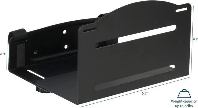 Alt view image 2 of 7 - Universal PC Wall Mount, Adjustable Steel Bracket, Computer Case, Open Frame CPU Strap Holder, Black, MOUNT-PC03V