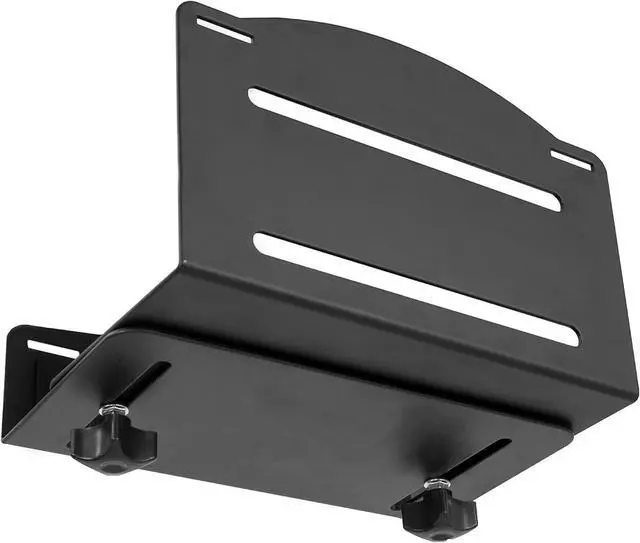 Alt view image 6 of 7 - Universal PC Wall Mount, Adjustable Steel Bracket, Computer Case, Open Frame CPU Strap Holder, Black, MOUNT-PC03V