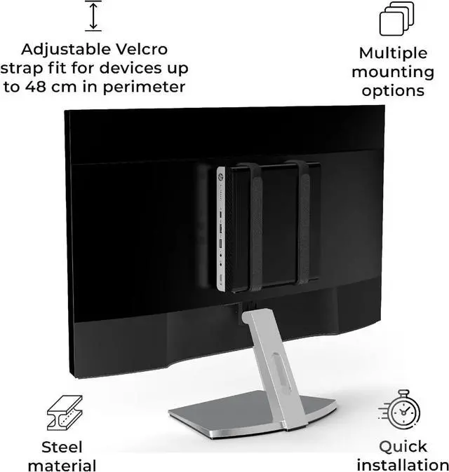 Alt view image 7 of 7 - Universal Wall and VESA Mount, Adjustable Strap for Small Computers, UPS Units, Cable Boxes, Modems and Other Electronic Devices, Mounts on The Wall or Back of a Computer Monitor
