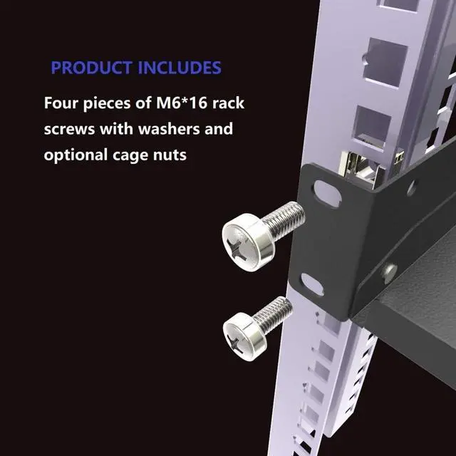 Alt view image 7 of 7 - 2 Pack of 1U Disassembled Vented Cantilever Server Rack Mount Shelf 10" (254mm) Deep for 19" Network Cabinet or Equipment Rack (10V2PC)