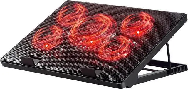 Main image of for  Laptop Cooling Pad, Laptop Cooler with 5 Quiet Fans for 12"-17" Computer PC Notebook Gaming Laptop Fan, Height Adjustable Laptop Cooling Stand Laptop Accessories, Red