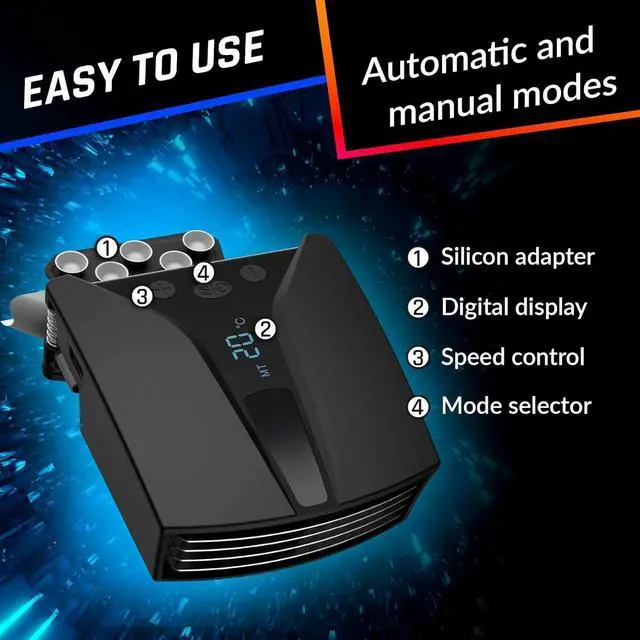 Alt view image 5 of 7 - Tempest Laptop Cooler with Vacuum Fan - New - Gaming Laptop Fan with Display - Temperature Detection + Automatic/Manual Mode - 4000 RPM - Portable - Compatible with Laptop Cooling Pads
