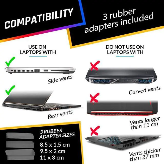 Alt view image 7 of 7 - Tempest Laptop Cooler with Vacuum Fan - New - Gaming Laptop Fan with Display - Temperature Detection + Automatic/Manual Mode - 4000 RPM - Portable - Compatible with Laptop Cooling Pads