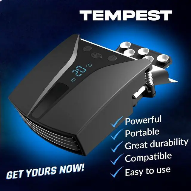 Alt view image 2 of 7 - Tempest Laptop Cooler with Vacuum Fan - New - Gaming Laptop Fan with Display - Temperature Detection + Automatic/Manual Mode - 4000 RPM - Portable - Compatible with Laptop Cooling Pads