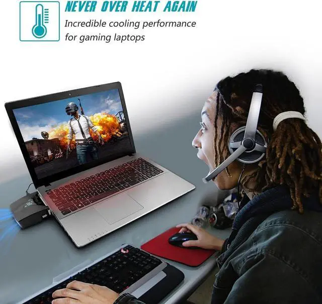 Alt view image 5 of 5 - Laptop Cooling Pad, Laptop Cooler with Temperature Display, Rapid Cooling, Auto-Temp Detection, 13 Wind Speed(2600-5000RPM), Perfect for Gaming Laptop, Nintendo Switch