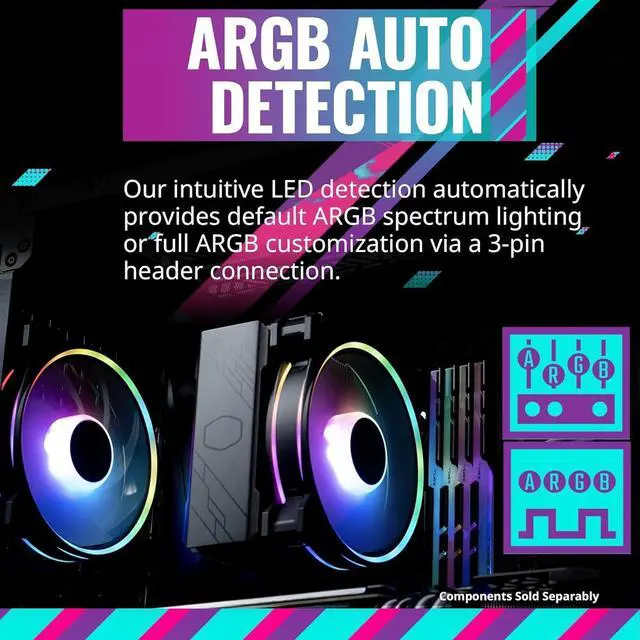 Alt view image 2 of 7 - for Hyper 212 Halo Black CPU Air Cooler, 120 Halo² PWM Fan, Dual Loop ARGB, Aluminum Top Cover, 4 Copper Heat Pipes, 154mm Tall, AMD Ryzen AM5|AM4, Intel LGA 1851|1700|1200 Brackets