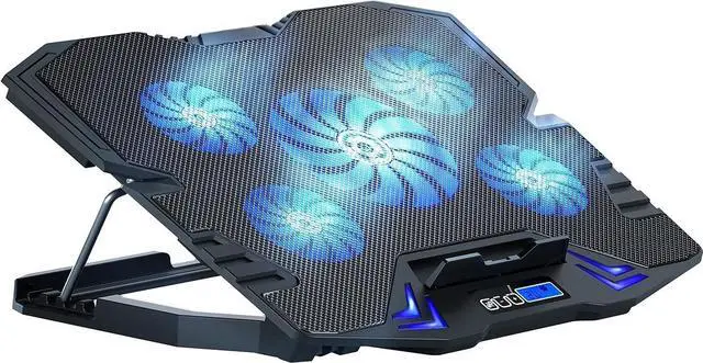 Main image of C5 12-15.6 inch Gaming Laptop Cooler Cooling Pad | 5 Quiet Fans and LCD Screen | 2500RPM Strong Wind Designed for Gamers and Office