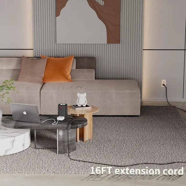 Alt view image 2 of 7 - for Long Surge Protector Power Strip 16 FT Cord, PD20W USB C Power Strip Tower with Night Light, Extension Cord with Multiple Outlets with 4 USB Ports, Charging Station Home Office Essentials Black