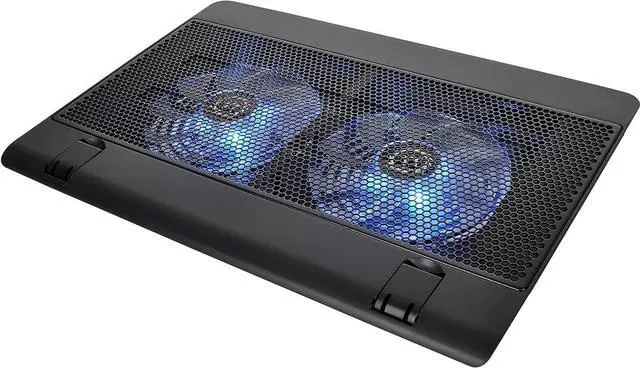 Main image of for  Massive 14 Steel Mesh Panel Dual 140mm Blue LED Fan Adjustable Speed Control 10"-17" Laptop Notebook Cooling Pad CL-N001-PL14BU-A,Black
