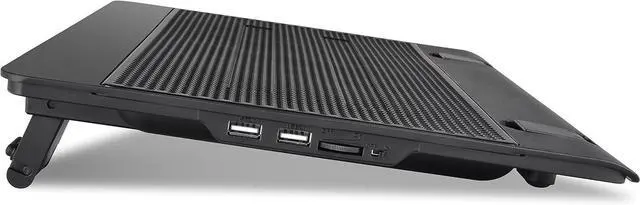 Alt view image 3 of 6 - for  Massive 14 Steel Mesh Panel Dual 140mm Blue LED Fan Adjustable Speed Control 10"-17" Laptop Notebook Cooling Pad CL-N001-PL14BU-A,Black