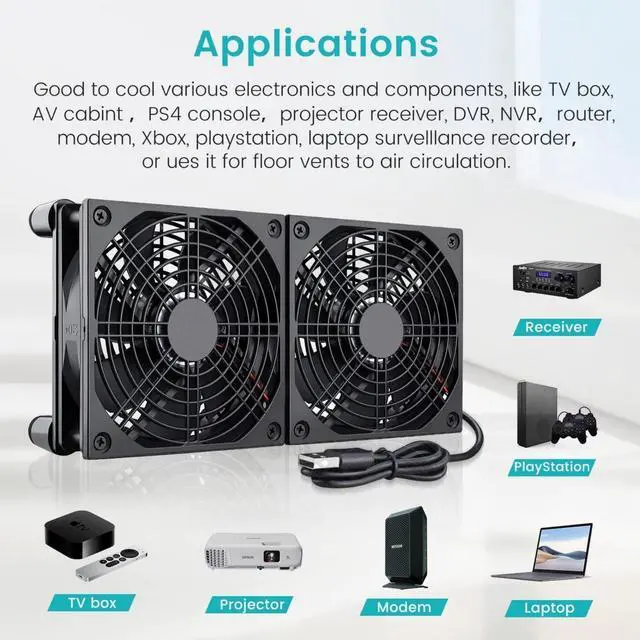 Alt view image 7 of 7 - forHigh Airflow Router Cooling Fan for Computer Cooler TV Small Box DC 5V USB Power 120mm 240mm Fan with Multi Speed Controller