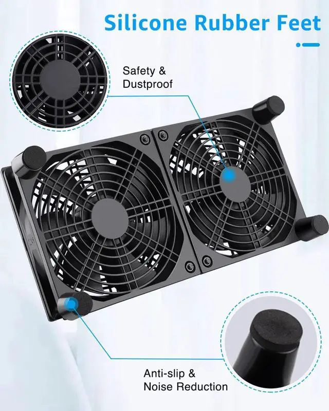 Alt view image 6 of 6 - Dual 120mm 5V USB Fans, 102CFM Big Airflow Fan Cooling for Router TV Box Micro Computer and Other Electronics