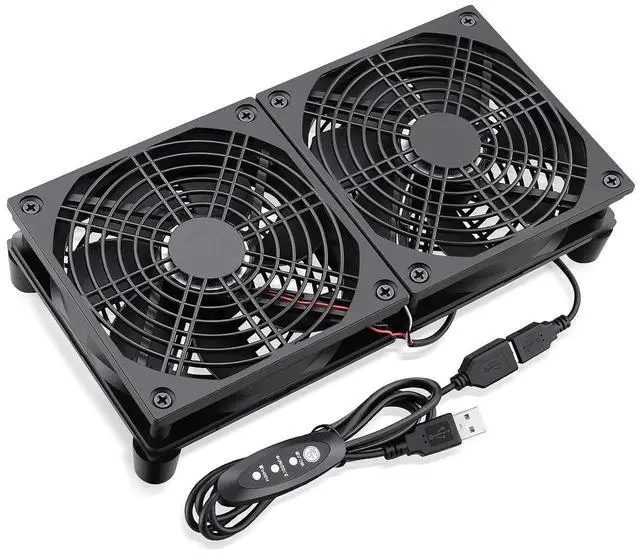 Main image of Dual 120mm 5V USB Fans, 102CFM Big Airflow Fan Cooling for Router TV Box Micro Computer and Other Electronics
