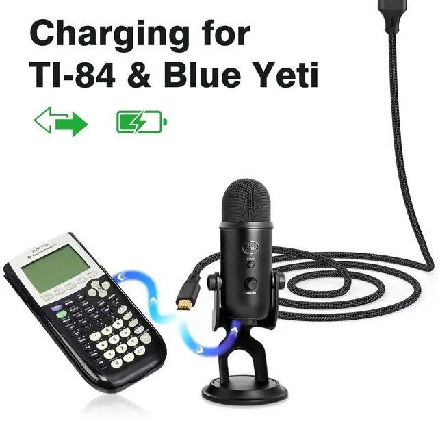 Alt view image 3 of 5 - FOR1ft Mini USB Cable, Braided Durable USB-A to Mini-B Charger Charging Cord for TI-84, Garmin GPS, Go-Pro Hero 4 3 2 HD, PS3 Controller, Canon Camera, Blue Yeti Microphone, Black