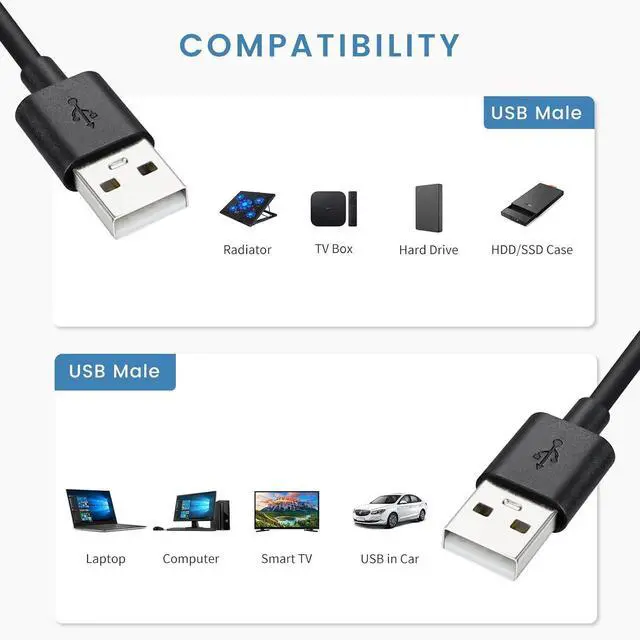 Alt view image 2 of 5 - 10-Pack USB A to USB A Cable, Double Male to Male Data Transfer Cord 3 ft