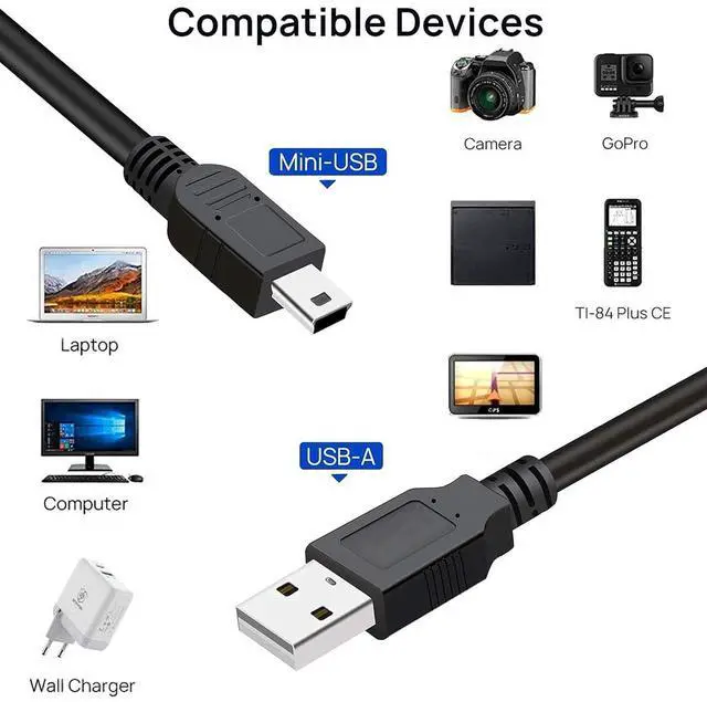 Alt view image 2 of 5 - USB 2.0 A to Mini 5 pin B Cable for External HDDS/Camera/Card Readers/MP3 Player-Black (10 Pack 3 Feet)