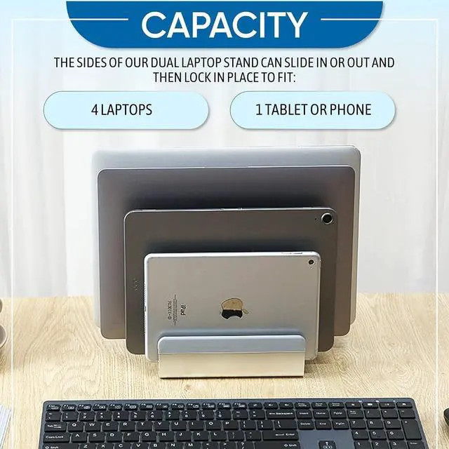 Alt view image 2 of 6 - Adjustable Laptop Stand - Fits 5 Devices, Modern Design, Tool Free Adjustment, Protective & Stable