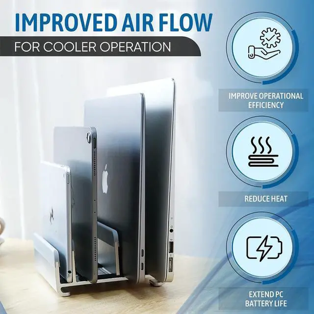 Alt view image 5 of 6 - Adjustable Laptop Stand - Fits 5 Devices, Modern Design, Tool Free Adjustment, Protective & Stable