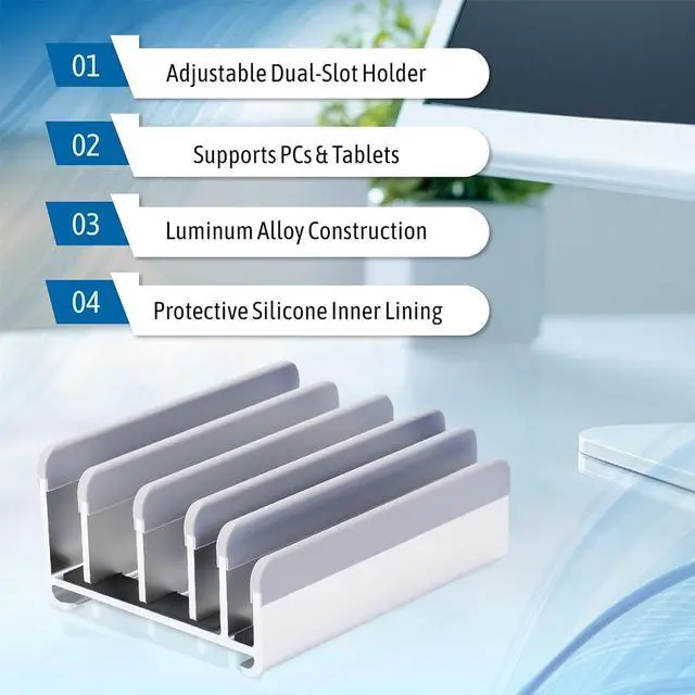 Alt view image 4 of 6 - Adjustable Laptop Stand - Fits 5 Devices, Modern Design, Tool Free Adjustment, Protective & Stable