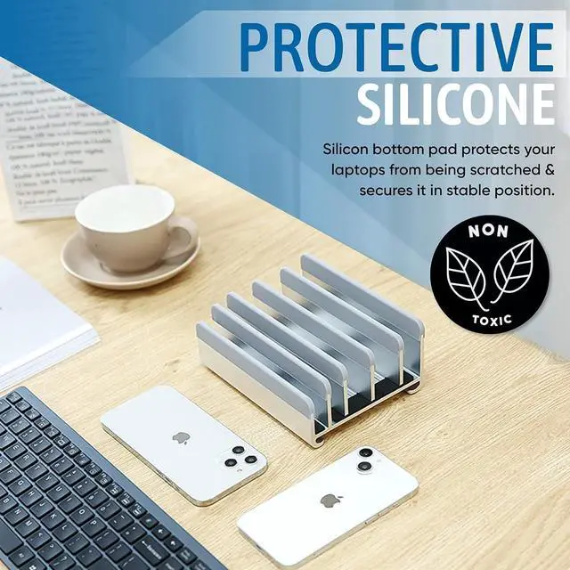 Alt view image 6 of 6 - Adjustable Laptop Stand - Fits 5 Devices, Modern Design, Tool Free Adjustment, Protective & Stable