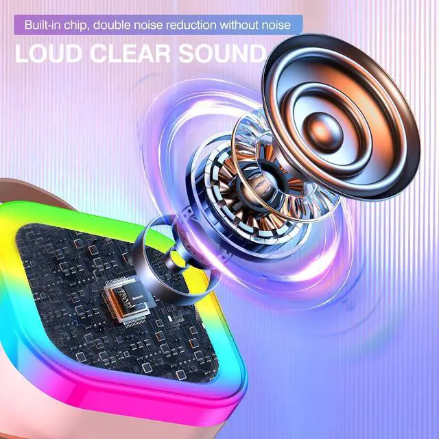 Alt view image 5 of 7 - Mini Karaoke Machine for Kids Ages 2-12, Portable Bluetooth Karaoke Speaker with LED Party Lights & 2 Wireless Microphones, Perfect Birthday & Holiday Toys Gifts for Girls Boys (Pink)