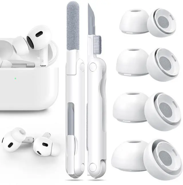 Main image of [4 Pairs] Replacement Ear Tips for AirPods Pro 2nd/1st Generation with Noise Reduction Holes, Silicone Ear Tips for Airpods Pro with Portable Storage Box and Cleaning Pen (XS/S/M/L)