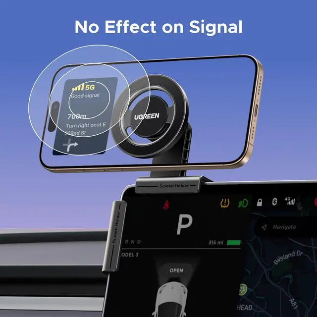 Alt view image 7 of 7 - UGREEN Phone Holder for Tesla Model 3 and Y Accessories Magsafe Car Mount Magnetic Phone Mount Strongest Magnet Power Compatible with iPhone 16 15 14 13 Plus Pro Max Series