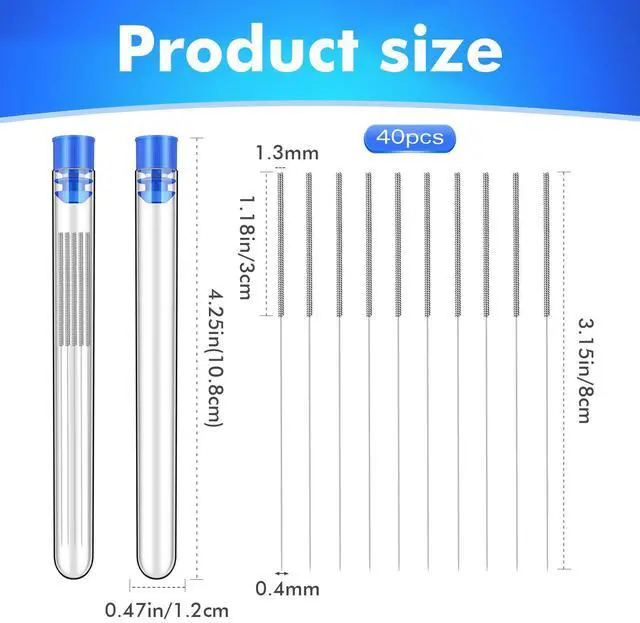 Alt view image 2 of 6 - Abourt 40Pcs 3D Printer Nozzle Cleaning Kit, Nozzle Cleaner 3D Printer - 0.4mm Stainless Steel Cleaning Needles Set, Universal for 3D Printers, Clog Removal Tool Kit