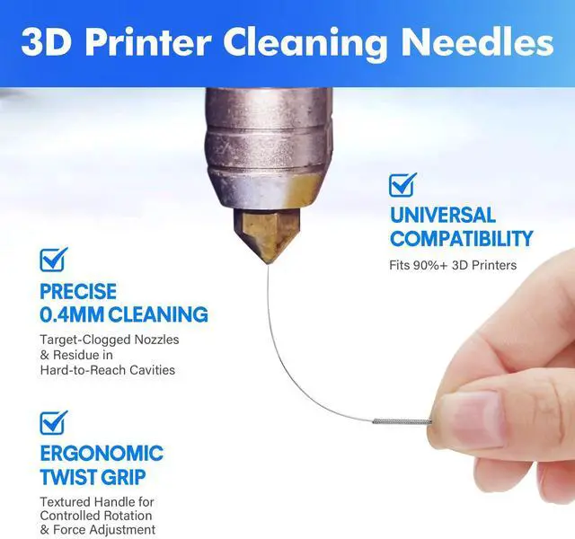 Alt view image 3 of 6 - Abourt 40Pcs 3D Printer Nozzle Cleaning Kit, Nozzle Cleaner 3D Printer - 0.4mm Stainless Steel Cleaning Needles Set, Universal for 3D Printers, Clog Removal Tool Kit
