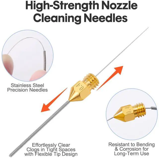 Alt view image 5 of 6 - Abourt 40Pcs 3D Printer Nozzle Cleaning Kit, Nozzle Cleaner 3D Printer - 0.4mm Stainless Steel Cleaning Needles Set, Universal for 3D Printers, Clog Removal Tool Kit