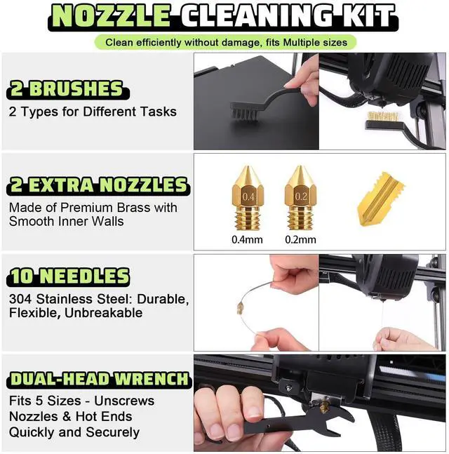 Alt view image 3 of 7 - 3D Printer Tools Kit, 34pcs 3D Printer Accessories for All FDM/SLA Printers Includes Nozzle Cleaning Tools, Removal Scrapers, Finishing Tools, 5 Types of Files,Brushes, Wire Cutter, Engraving Knife