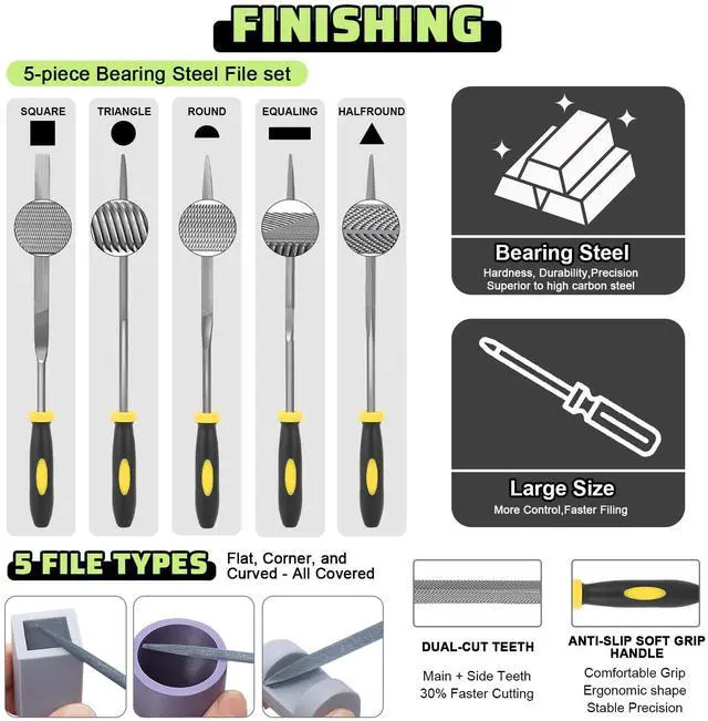 Alt view image 5 of 7 - 3D Printer Tools Kit, 34pcs 3D Printer Accessories for All FDM/SLA Printers Includes Nozzle Cleaning Tools, Removal Scrapers, Finishing Tools, 5 Types of Files,Brushes, Wire Cutter, Engraving Knife