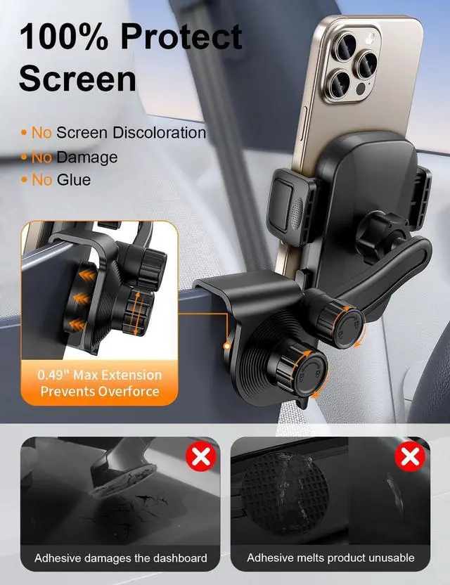 Alt view image 4 of 7 - Tesla Phone Mount, 360° Adjustable Universal Tesla Model Y Accessories, Phone Holders for Your car for Tesla Model 3/Y/S/X/Cybertruck Screen, Non-Adhesive for Car Phone Holder Fits All Phone