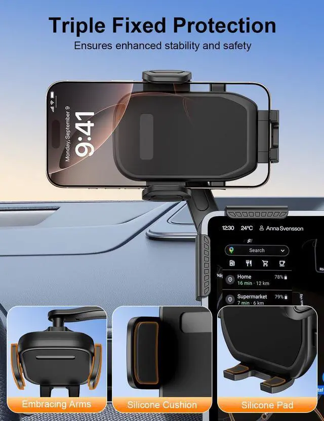 Alt view image 6 of 7 - Tesla Phone Mount, 360° Adjustable Universal Tesla Model Y Accessories, Phone Holders for Your car for Tesla Model 3/Y/S/X/Cybertruck Screen, Non-Adhesive for Car Phone Holder Fits All Phone