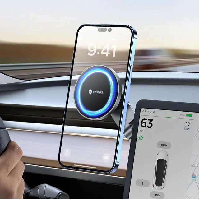 Main image of Abourt Tesla Phone MountStrongest Magnet Power Foldable Hidden Tesla Phone Holder Fit for All Phones, Tesla Model 3/Y/Cybertruck Accessories, Tesla Model 3 Model Y for MagSafe Car Mount