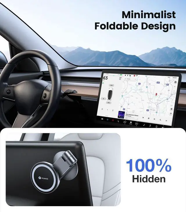 Alt view image 2 of 7 - Abourt Tesla Phone MountStrongest Magnet Power Foldable Hidden Tesla Phone Holder Fit for All Phones, Tesla Model 3/Y/Cybertruck Accessories, Tesla Model 3 Model Y for MagSafe Car Mount