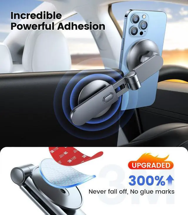 Alt view image 3 of 7 - Abourt Tesla Phone MountStrongest Magnet Power Foldable Hidden Tesla Phone Holder Fit for All Phones, Tesla Model 3/Y/Cybertruck Accessories, Tesla Model 3 Model Y for MagSafe Car Mount