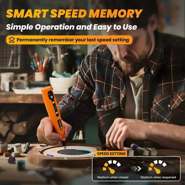 Alt view image 4 of 7 - Abourt Mini Cordless Rotary Tool, 5-Speed and USB Charging Rotary Tool Kit with 69 Accessories, Multi-Purpose 3.7V Power Rotary Tool for Sanding, Polishing, Drilling, Etching, Engraving, DIY Crafts