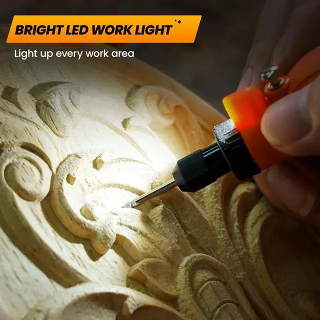 Alt view image 5 of 7 - Abourt Mini Cordless Rotary Tool, 5-Speed and USB Charging Rotary Tool Kit with 69 Accessories, Multi-Purpose 3.7V Power Rotary Tool for Sanding, Polishing, Drilling, Etching, Engraving, DIY Crafts