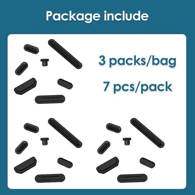 Alt view image 4 of 7 - Abourt 21 Pcs Anti Dust Dirt Plug Cups Set for 2024-2021 MacBook Pro 14.2 inch 16.2 inch M4 M3 M2 M1 Pro/Max (A3112/A3185/A3401/A3186/A3403) Accessory Silicone Anti Dirt Protective Cover (Black)