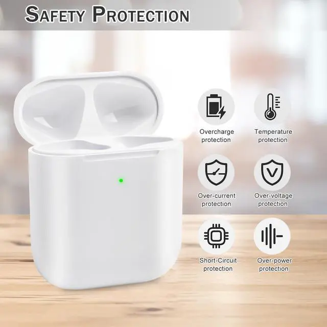Alt view image 4 of 6 - Abourt Wireless Charging Case Compatible with Airpods 2nd Generation, Replacement 1st Gen Charger Case Only with Bluetooth Pairing Sync Button No Earbuds Off-White