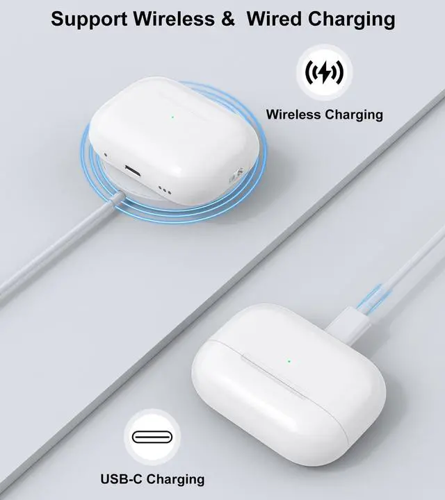 Alt view image 3 of 7 - Abourt Wireless Charging Case Compatible with AirPods Pro 2nd & 1st, Charger Case Replacement for AirPods Pro 2nd & 1st with Bluetooth Pairing Sync Button, Earbuds Not Included (USB-C Port)