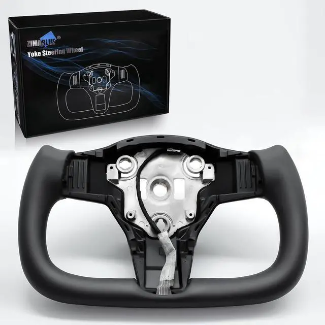 Main image of Abourt Yoke Steering Wheel Personalized Yoke Steering Wheel, Nappa Leather without Front Trim for Tesla Model 3 2017-2023, Model Y 2019-2024 With Heating Function