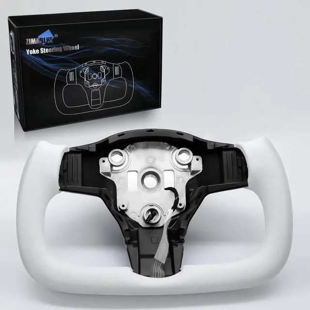 Main image of Abourt Yoke Steering Wheel Personalized Yoke Steering Wheel, Nappa Leather without Front Trim for Tesla Model 3 2017-2023, Model Y 2019-2024 With Heating Function