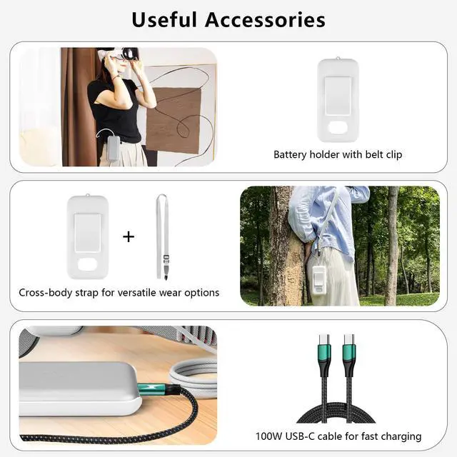 Alt view image 6 of 7 - Abourt 10-in-1 Carrying Case Set for Apple Vision Pro, Practical Accessories Kit for VisionPro VR, with Compact Travel Bag, Battery Holder with Strap, 10ft Cable & Ties, Lens Cover & Wipe, Pouches