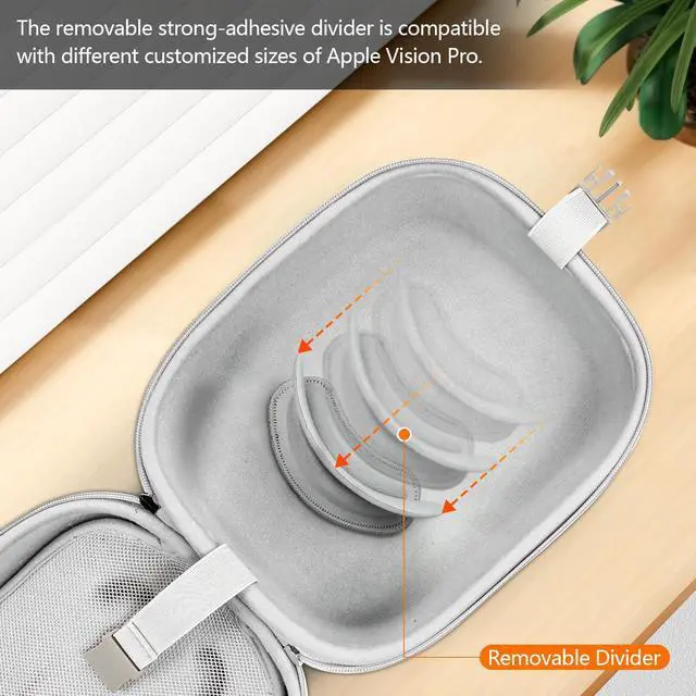 Alt view image 7 of 7 - Abourt 10-in-1 Carrying Case Set for Apple Vision Pro, Practical Accessories Kit for VisionPro VR, with Compact Travel Bag, Battery Holder with Strap, 10ft Cable & Ties, Lens Cover & Wipe, Pouches