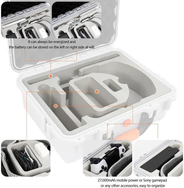 Alt view image 3 of 7 - Hard Case for Apple Vision Pro,Perfect for Storing Vision Pro and Battery at Home or While Traveling, Large Capacity Apple VR Waterproof Hard Case, Premium Apple Vision Pro Accessories, Gray