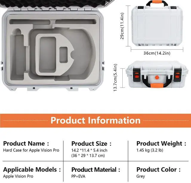 Alt view image 5 of 7 - Hard Case for Apple Vision Pro,Perfect for Storing Vision Pro and Battery at Home or While Traveling, Large Capacity Apple VR Waterproof Hard Case, Premium Apple Vision Pro Accessories, Gray