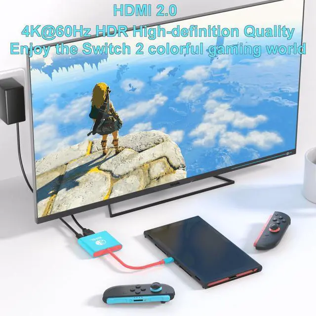Alt view image 3 of 7 - Abourt Switch 2 Dock, Portable TV Dock Station for Switch/Switch 2/Steam Deck/ROG Ally/Legion GO, 3-in-1 Switch 2 Travel Dock with HDMI 4K@60Hz, USB 3.0 and 100W Charge PD Port